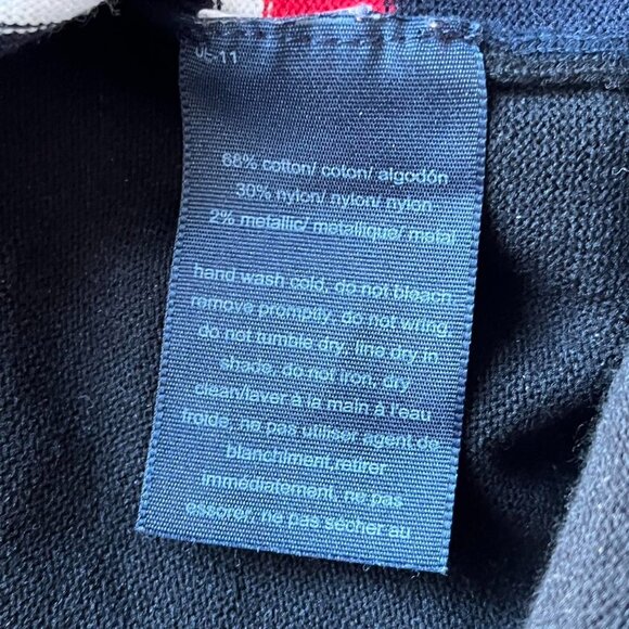 Tommy Hilfiger Turtleneck Sweater Womens XL Black/Red Striped Cotton Long Sleeve - Picture 7 of 8